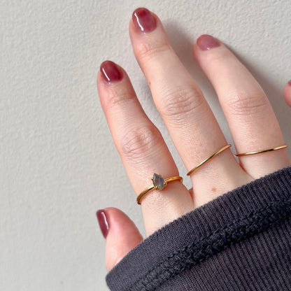 [ labradorite ] dorp faceted cut ring  gold [ free size ]