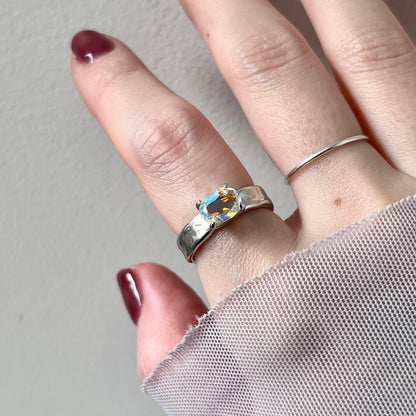 [ angel aura quartz ] um silver ring