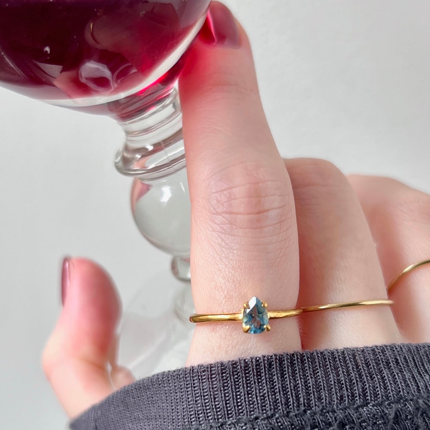 [ london blue topaz ] dorp faceted cut ring  gold [ free size ]