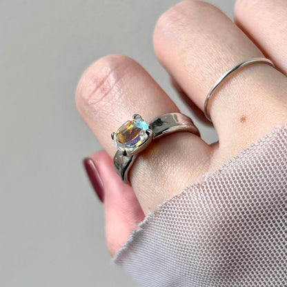 [ angel aura quartz ] um silver ring