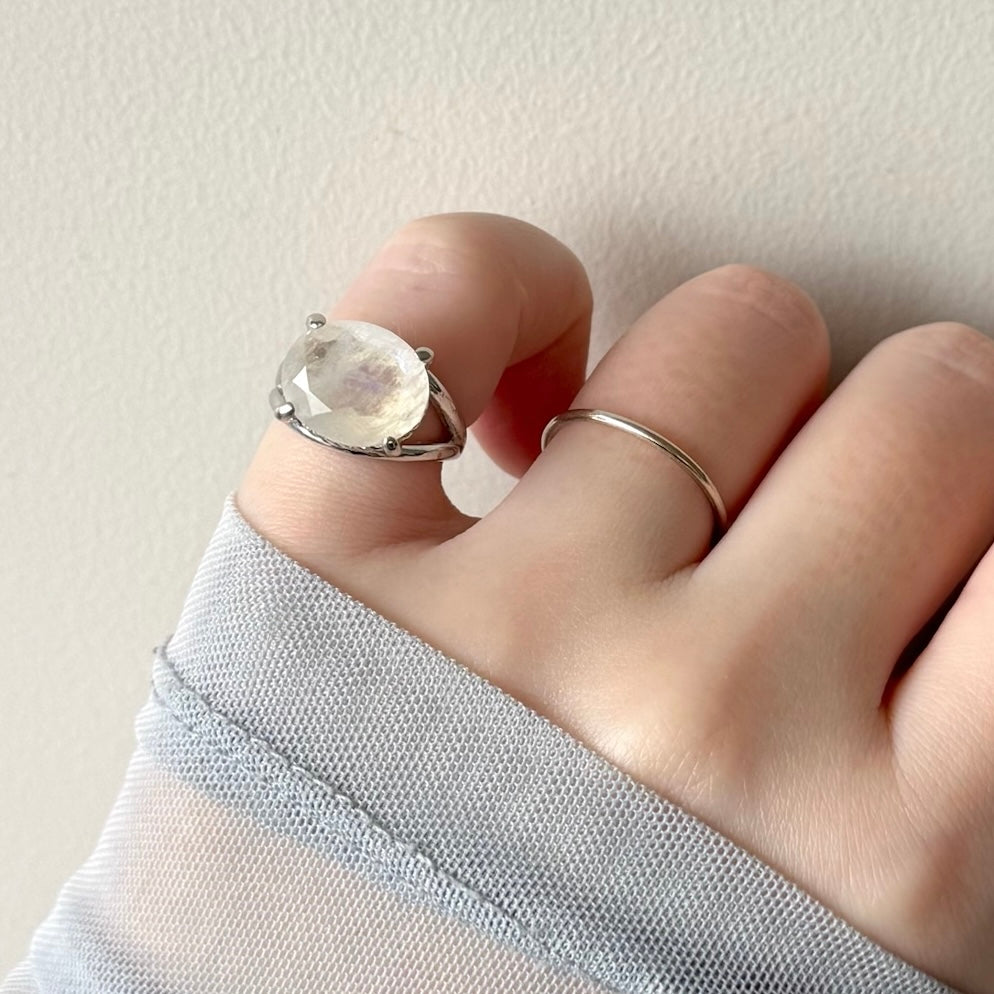 [ rainbow moon stone ] reine pinky silver