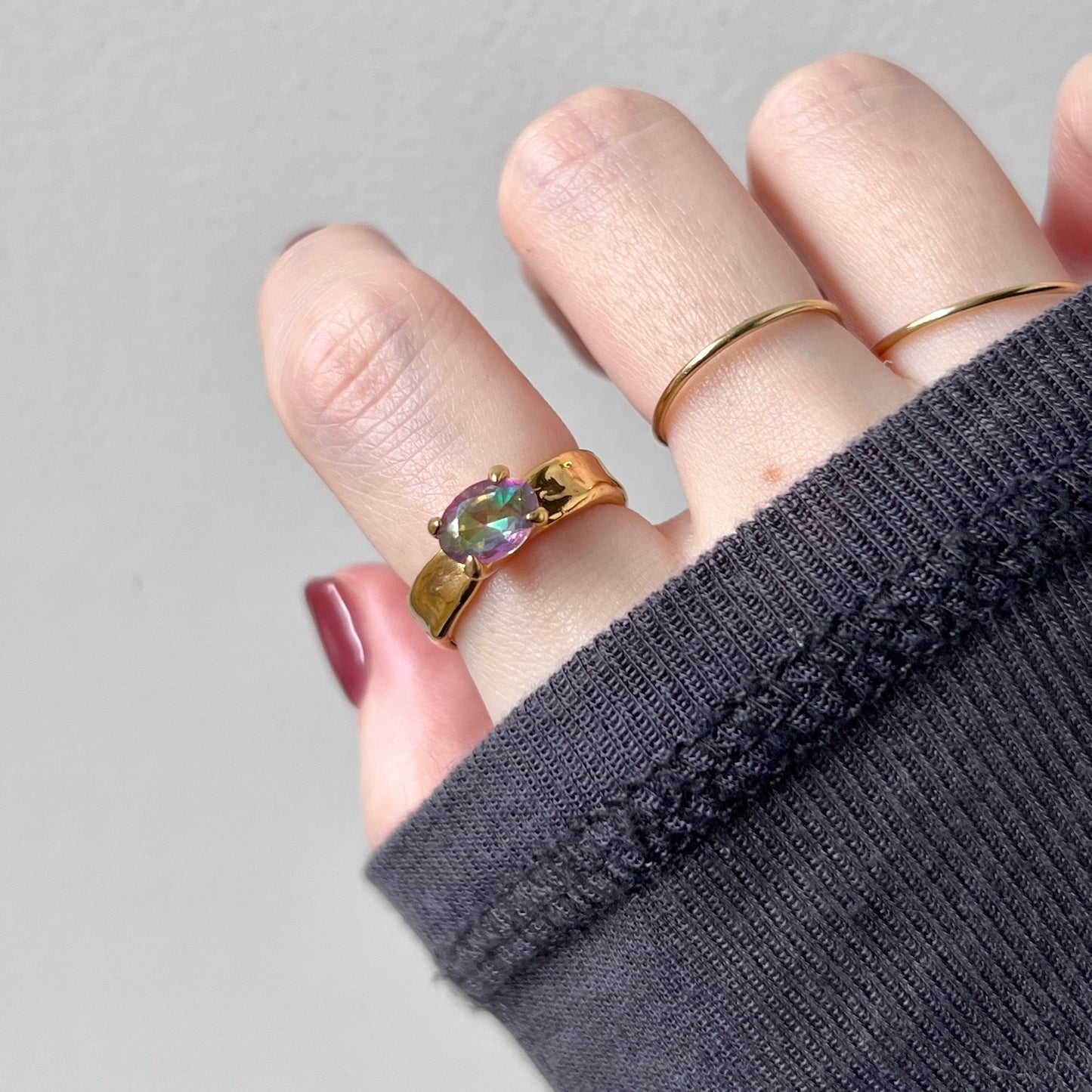 [ mystic quartz ] um gold ring [ free size ]