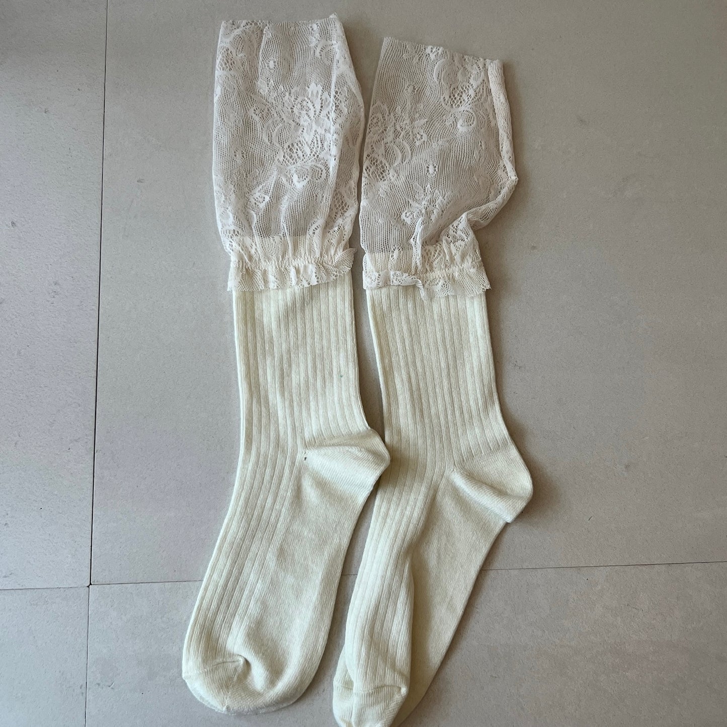 【WHITE】layered lace socks
