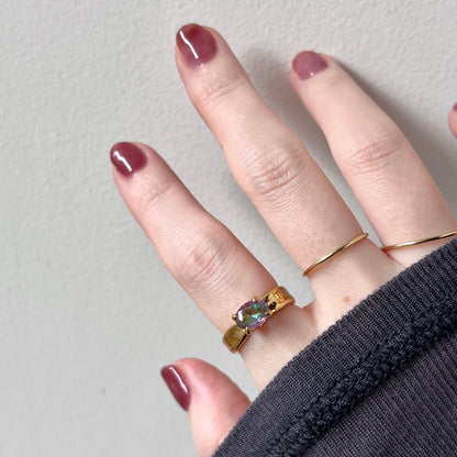 [ angel aura quartz ] um gold ring
