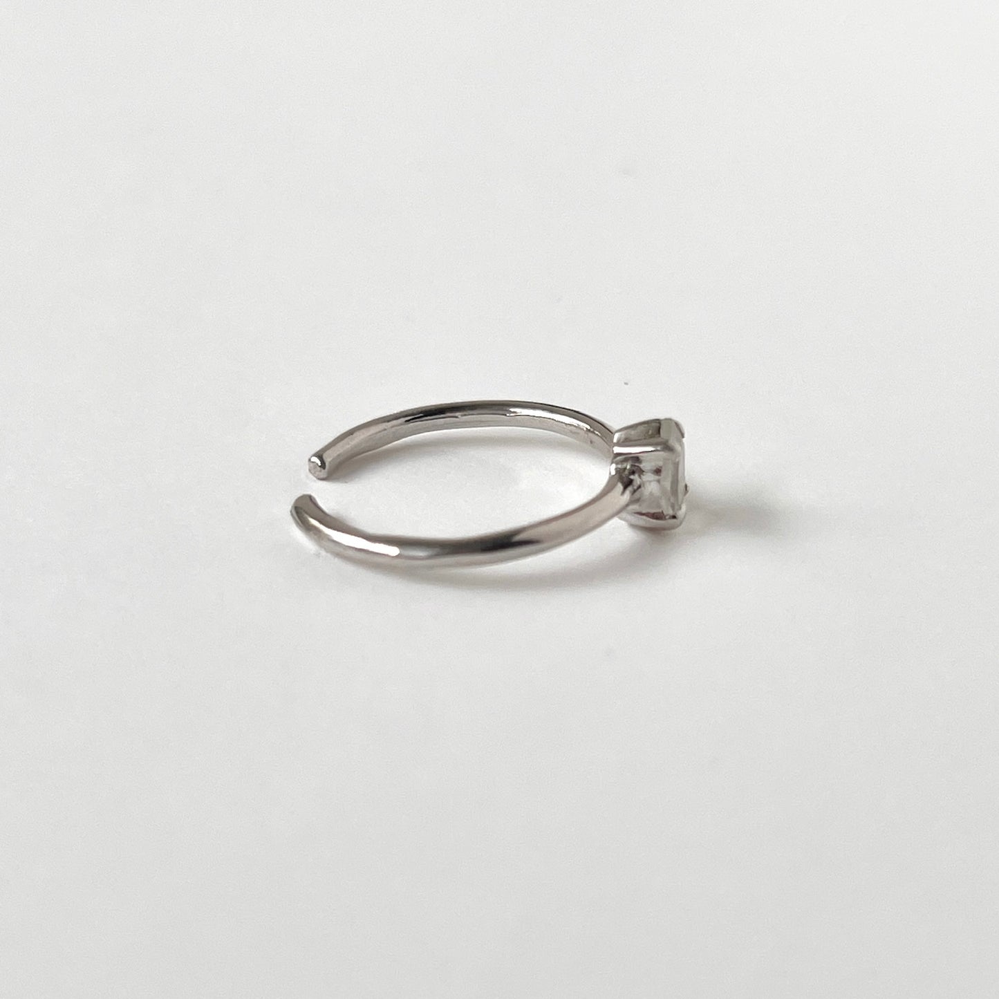 [ rainbow moon stone ] dorp faceted cut ring  silver [ free size ]