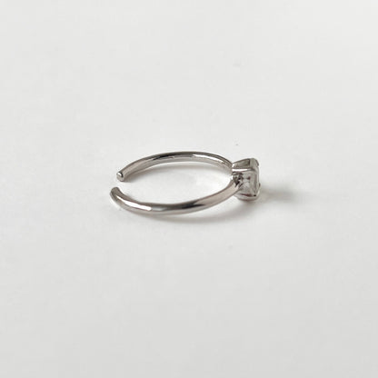 [ rainbow moon stone ] dorp faceted cut ring  silver [ free size ]