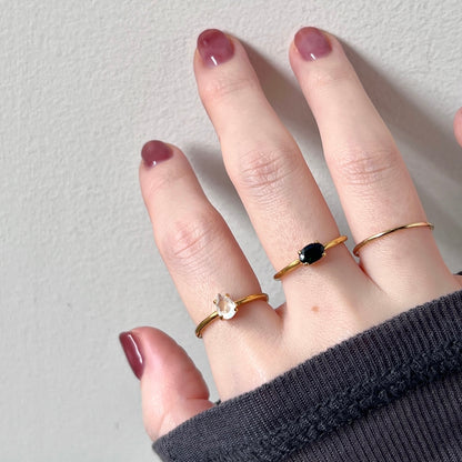 [ rainbow moon stone ] drop faceted cut ring  gold