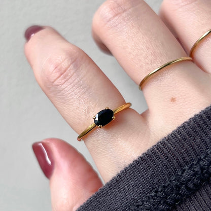 [ black opal ] oval faceted cut ring  gold