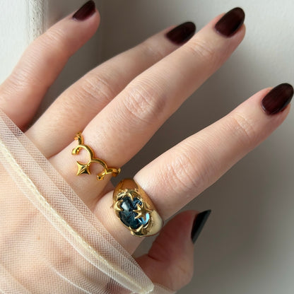 [ star dark blue ] twinkle ring gold