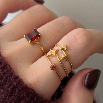 [ garnet ] rectangle faceted cut gold [ free size ]