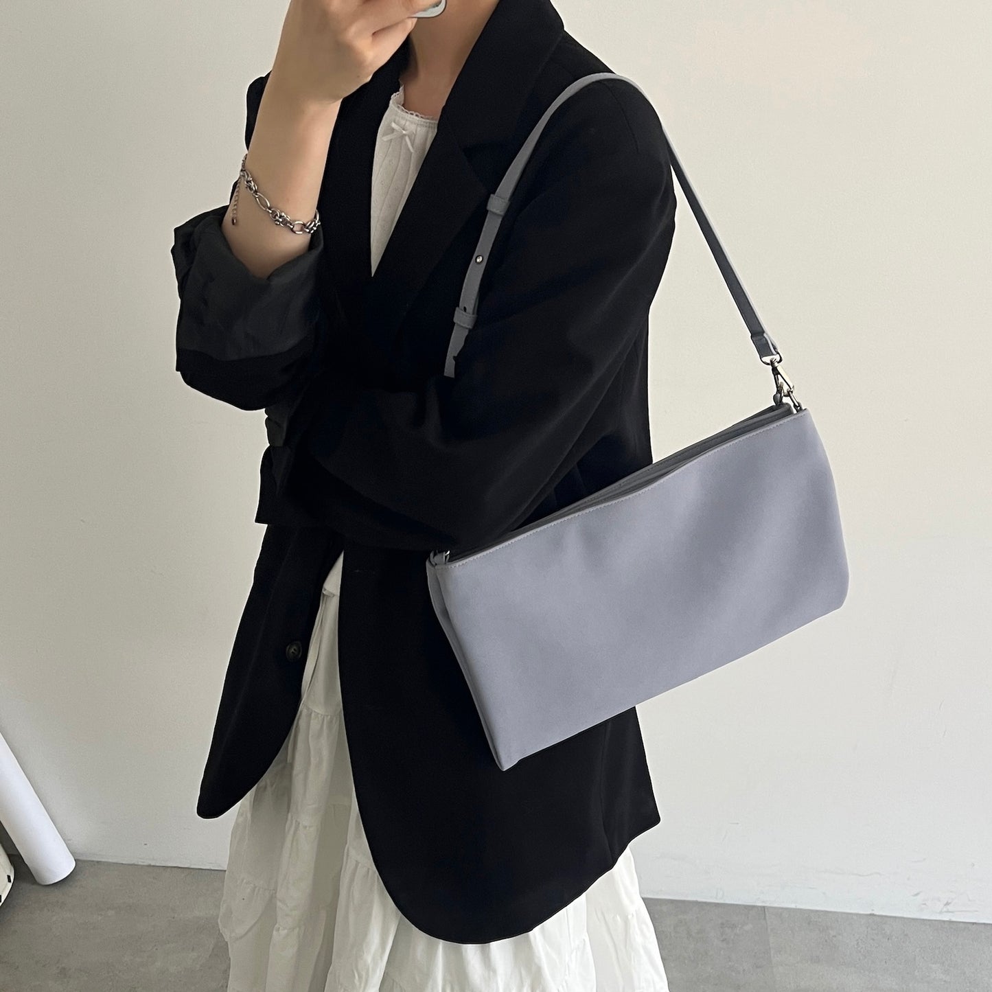 【BLUE】2way suede shoulder tote bag