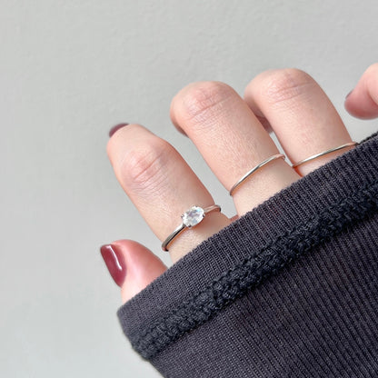 [ rainbow moon stone ] oval faceted cut ring  silver