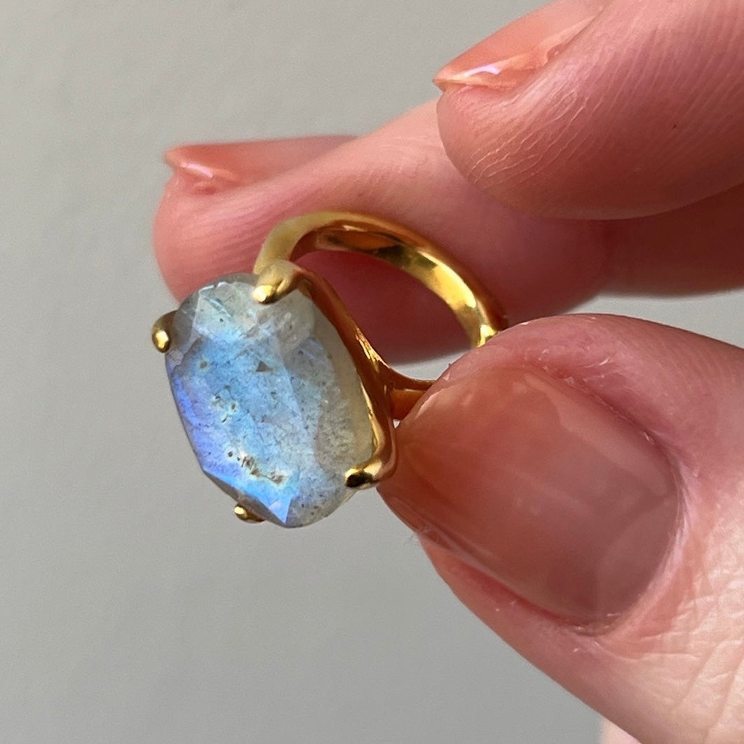 [ labradorite ] GEM ear cuff gold