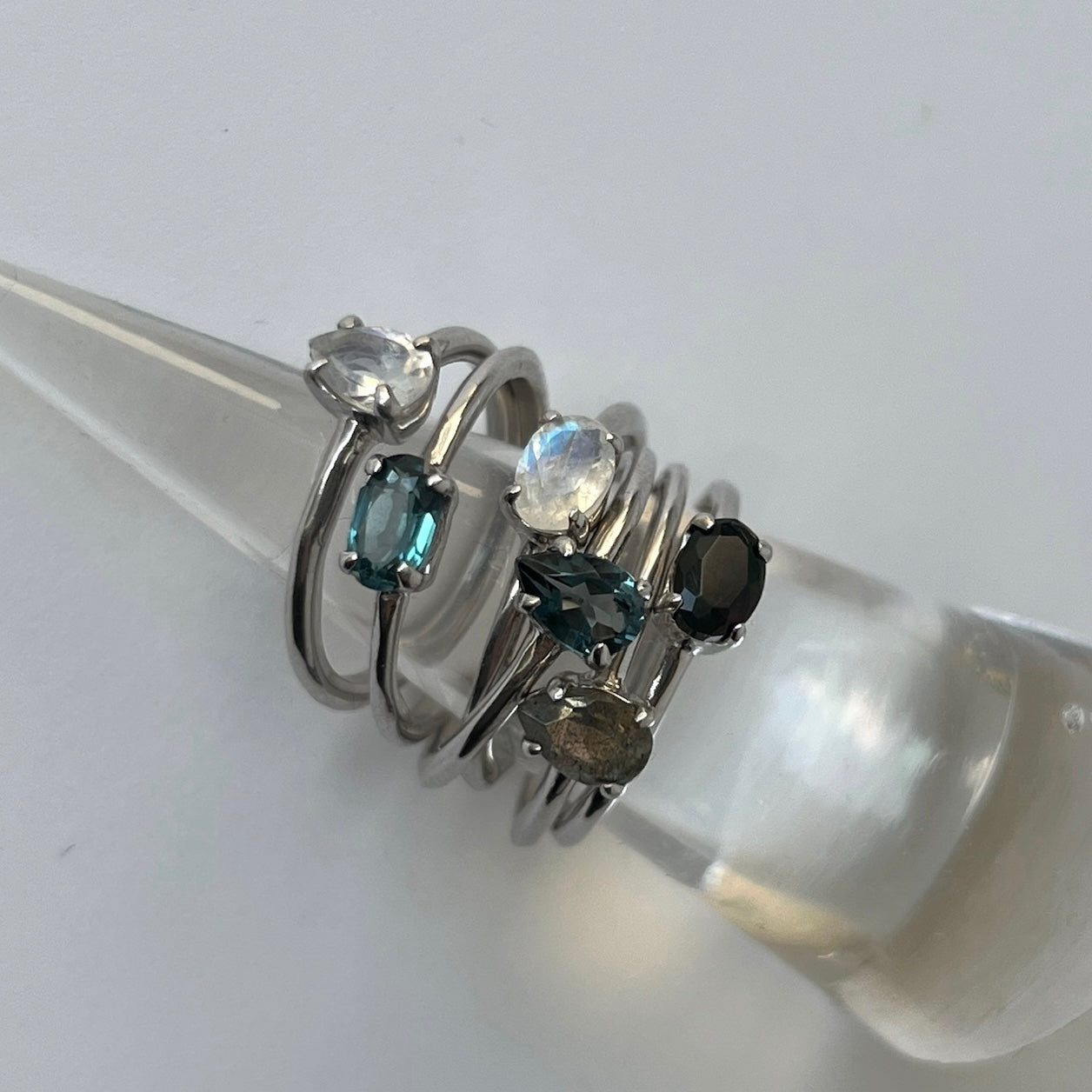 [ labradorite ] dorp faceted cut ring  silver [ free size ]