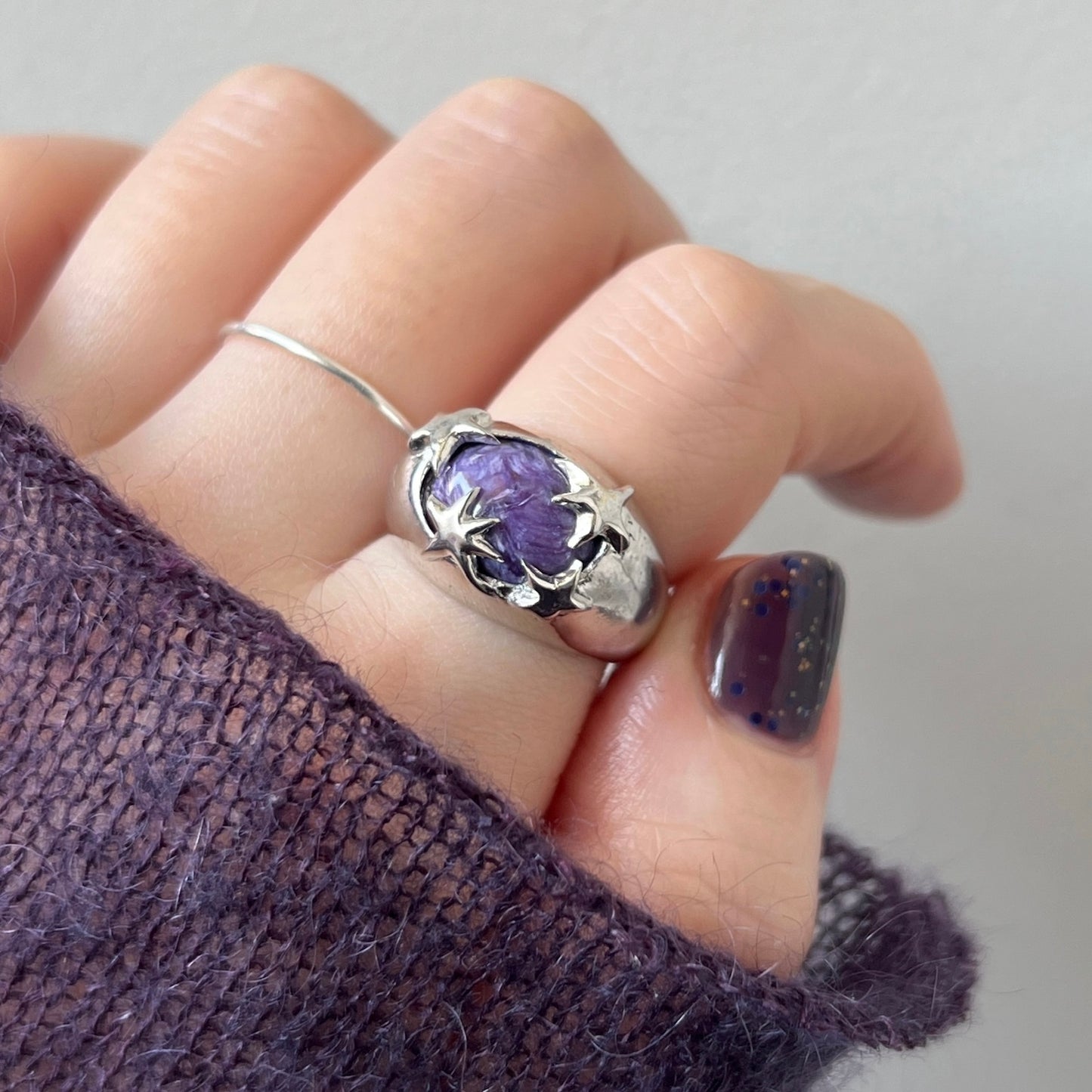 [ charoite ] twinkle ring silver