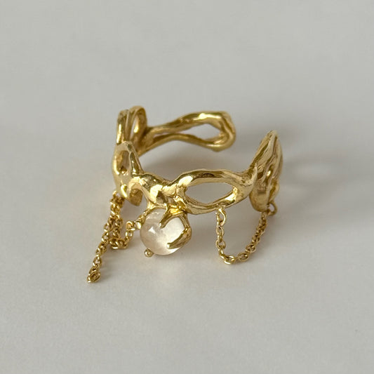 [ royal blue moon stone ] nuanced mesh gold [ free size ]