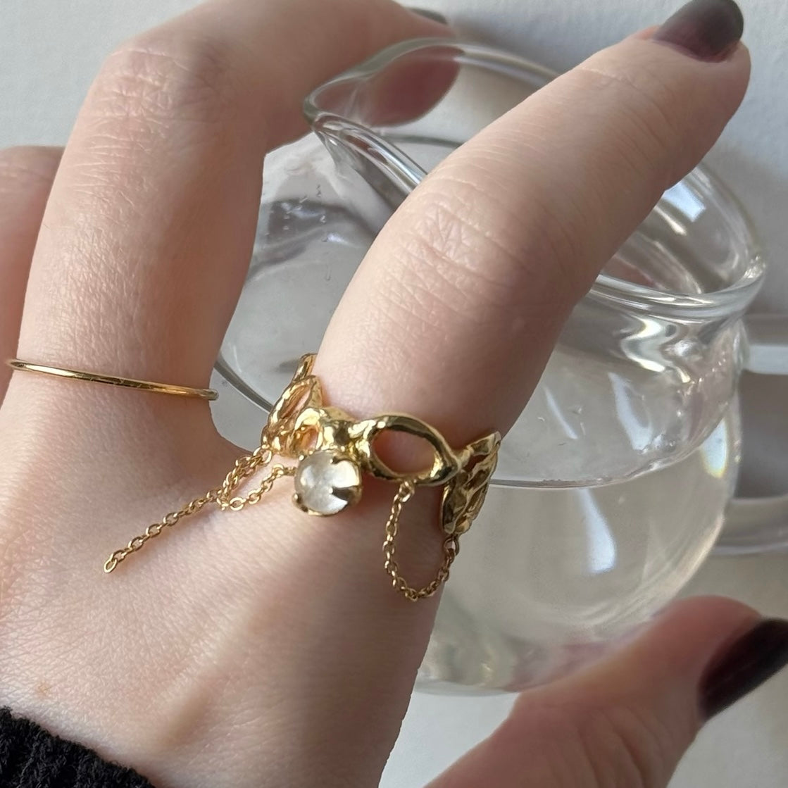 [ royal blue moon stone ] nuanced mesh gold