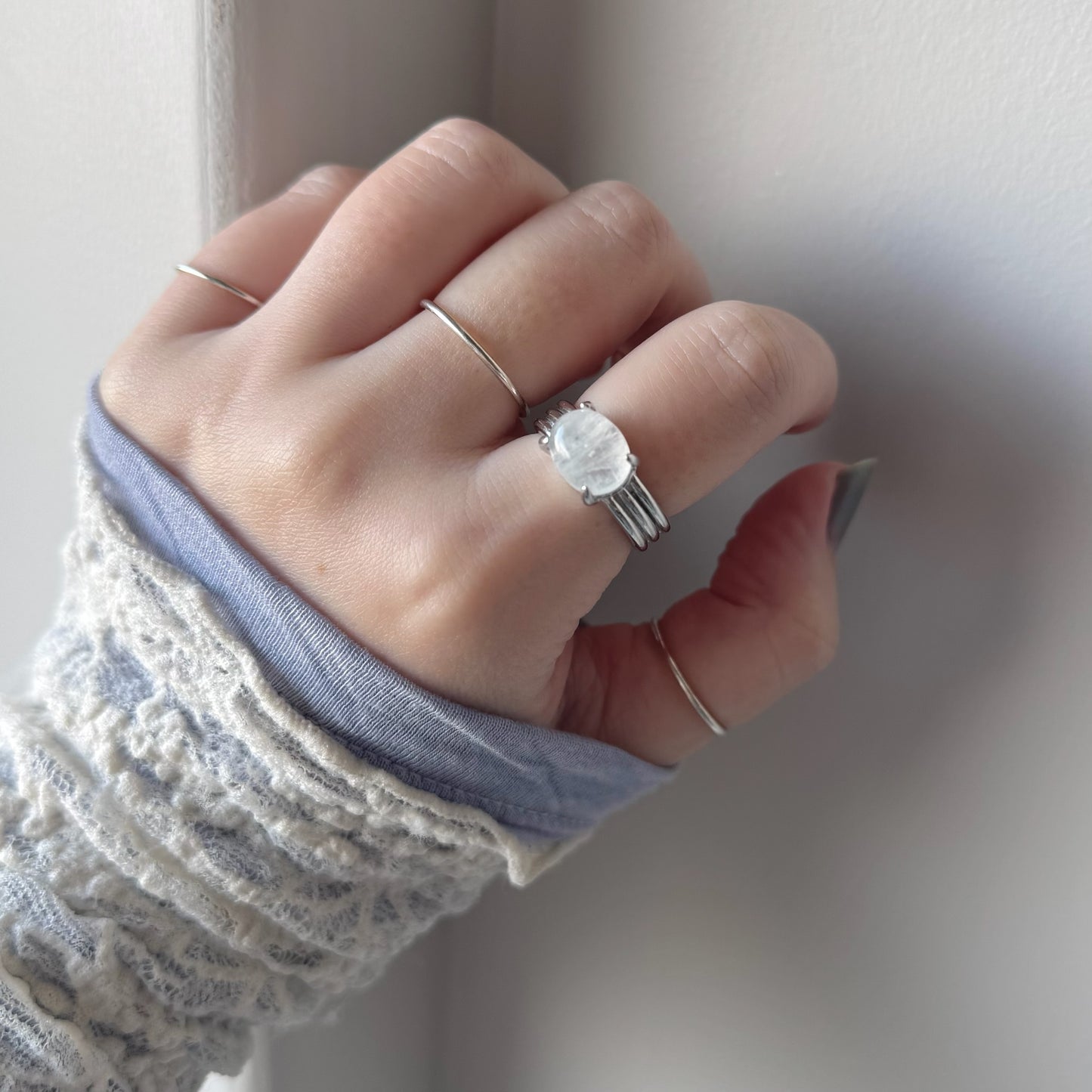 [ moon stone ] trois silver