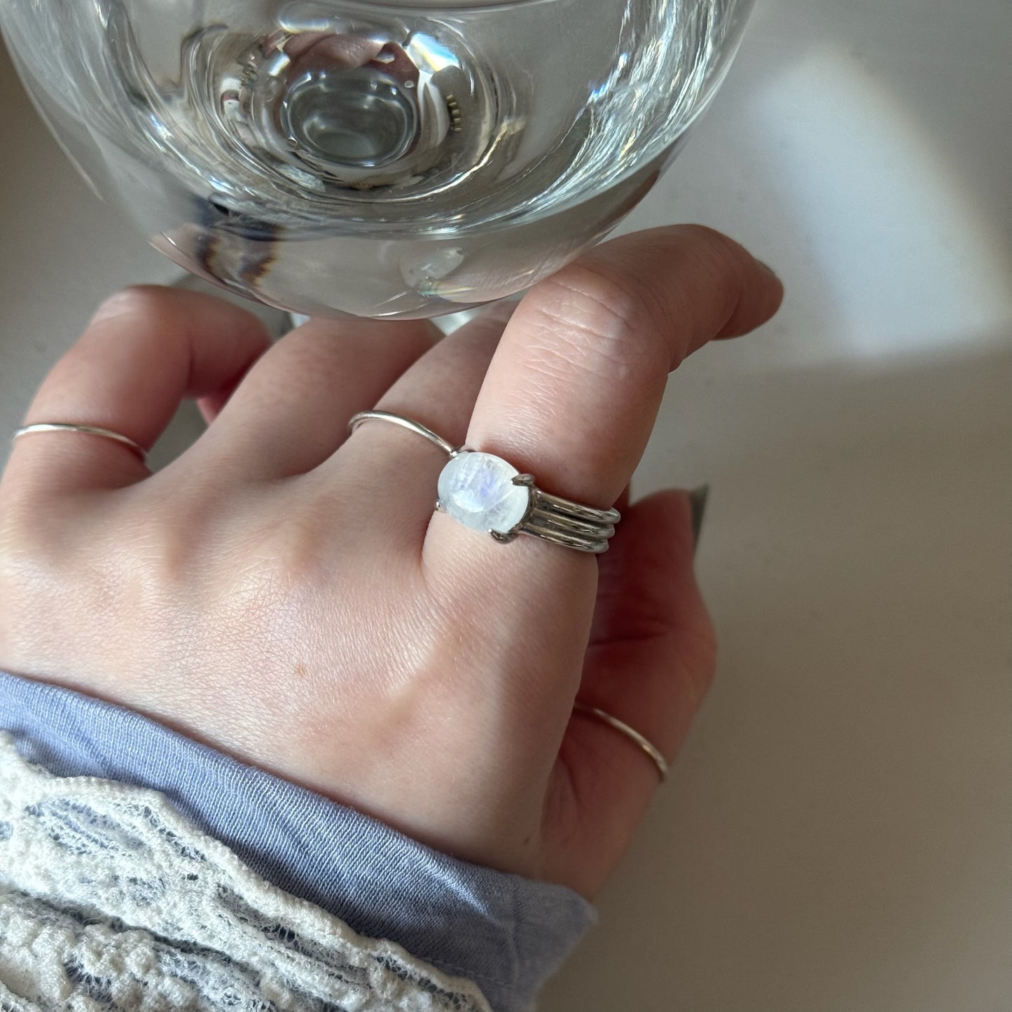 [ moon stone ] trois silver