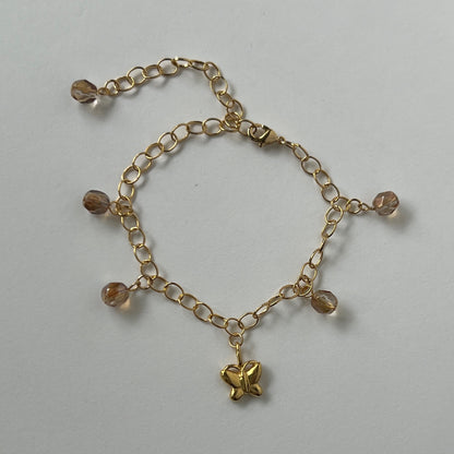 [ butterfly ] motif charm bracelet gold
