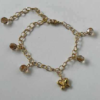 [ butterfly ] motif charm bracelet gold