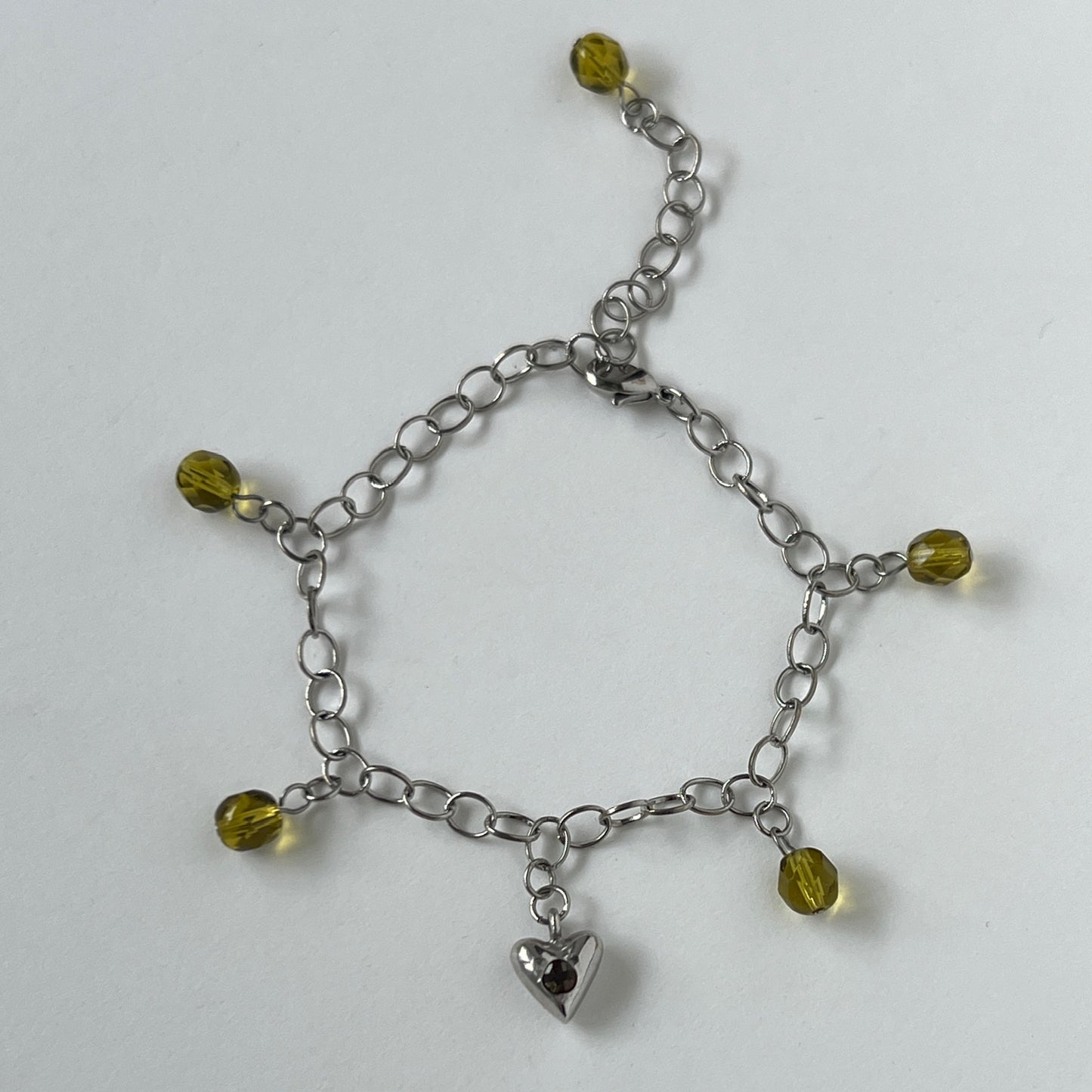 [ andalusite ] heart motif charm bracelet silver