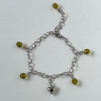 [ andalusite ] heart motif charm bracelet silver