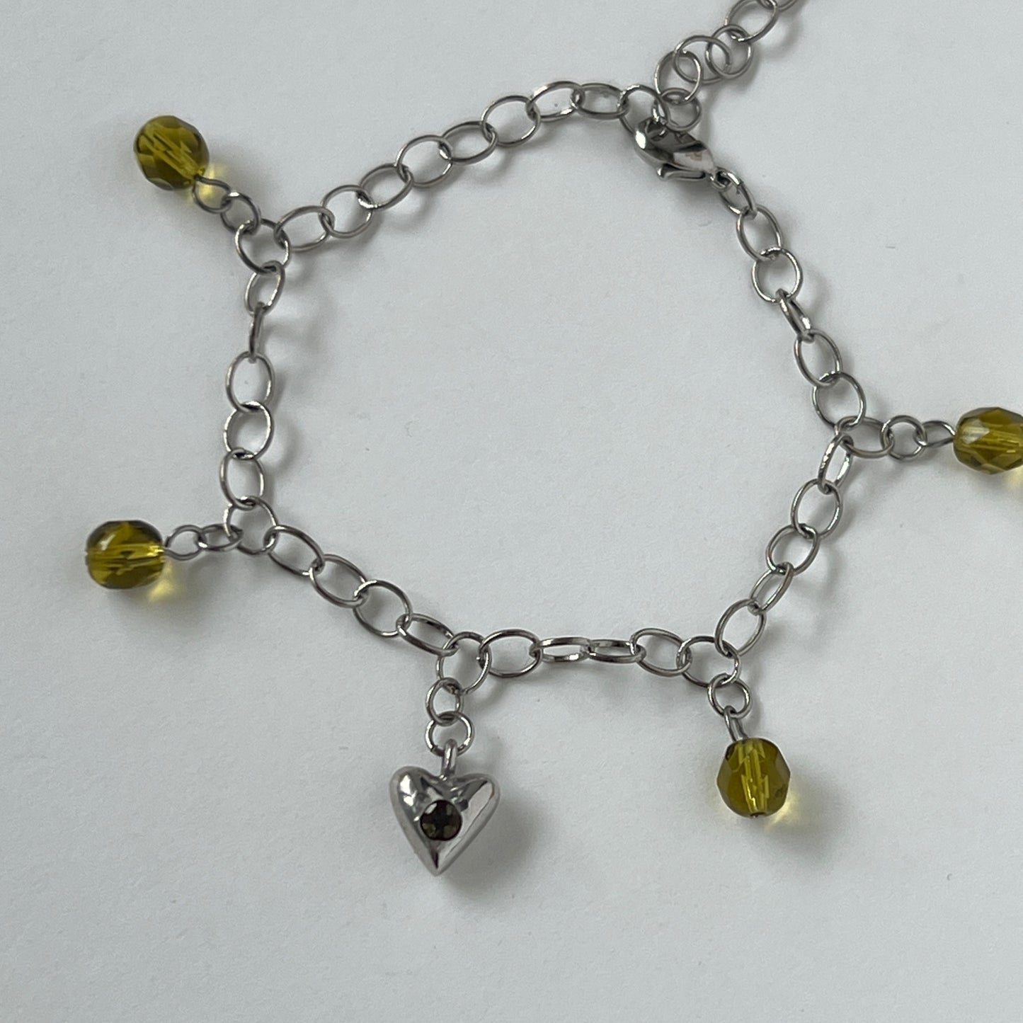 [ andalusite ] heart motif charm bracelet silver