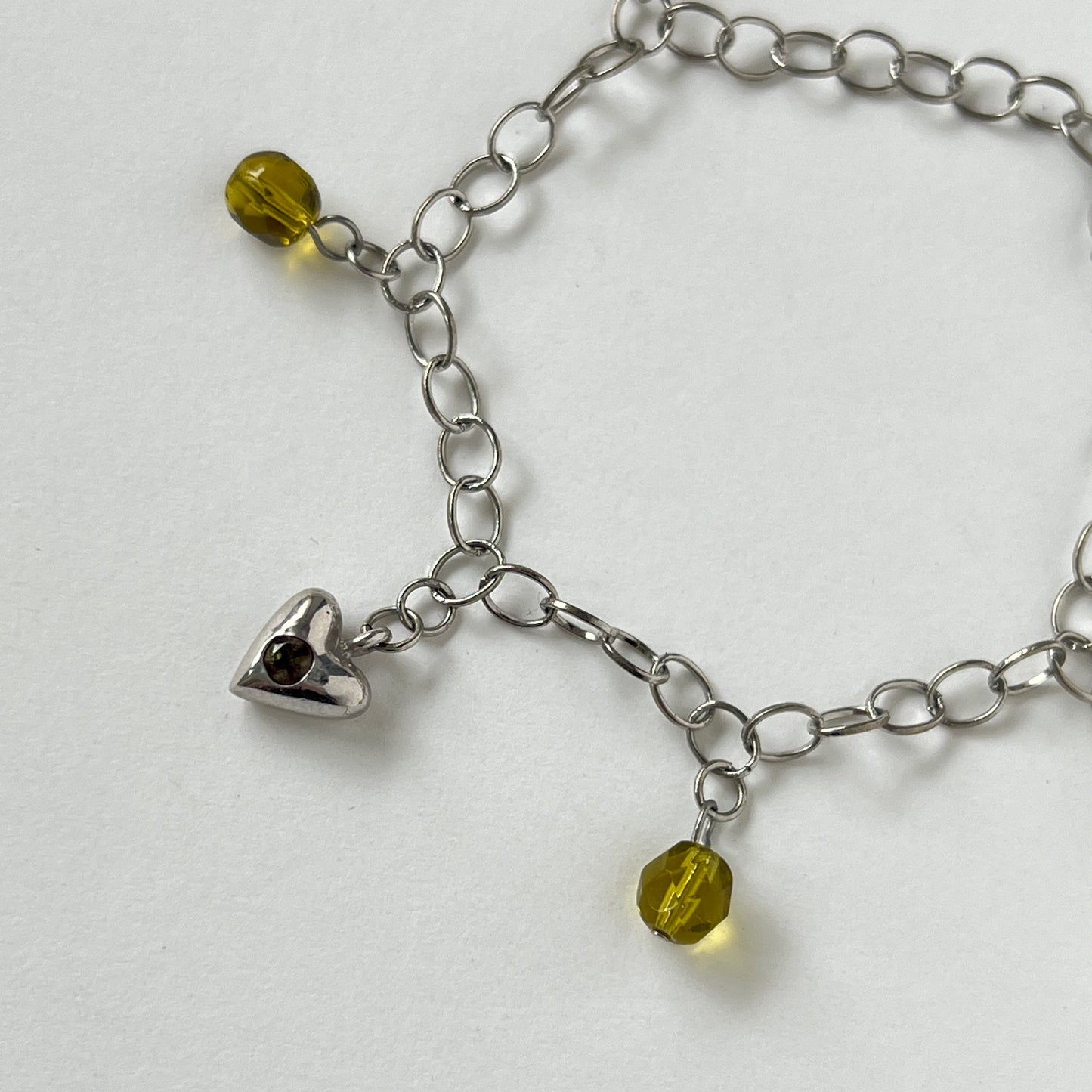 [ andalusite ] heart motif charm bracelet silver