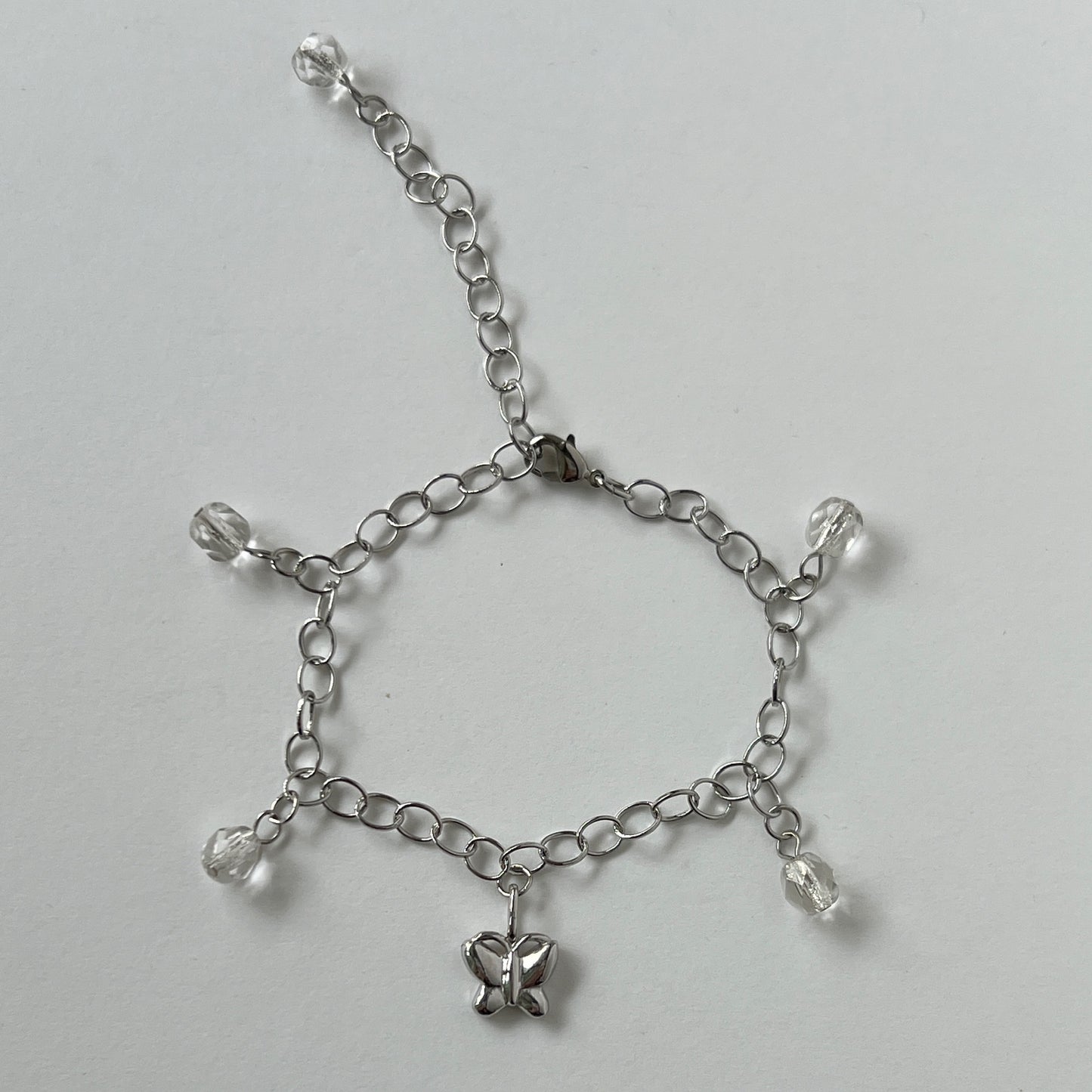 [ butterfly ] motif charm bracelet silver