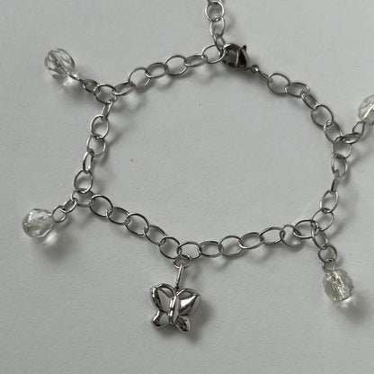 [ butterfly ] motif charm bracelet silver