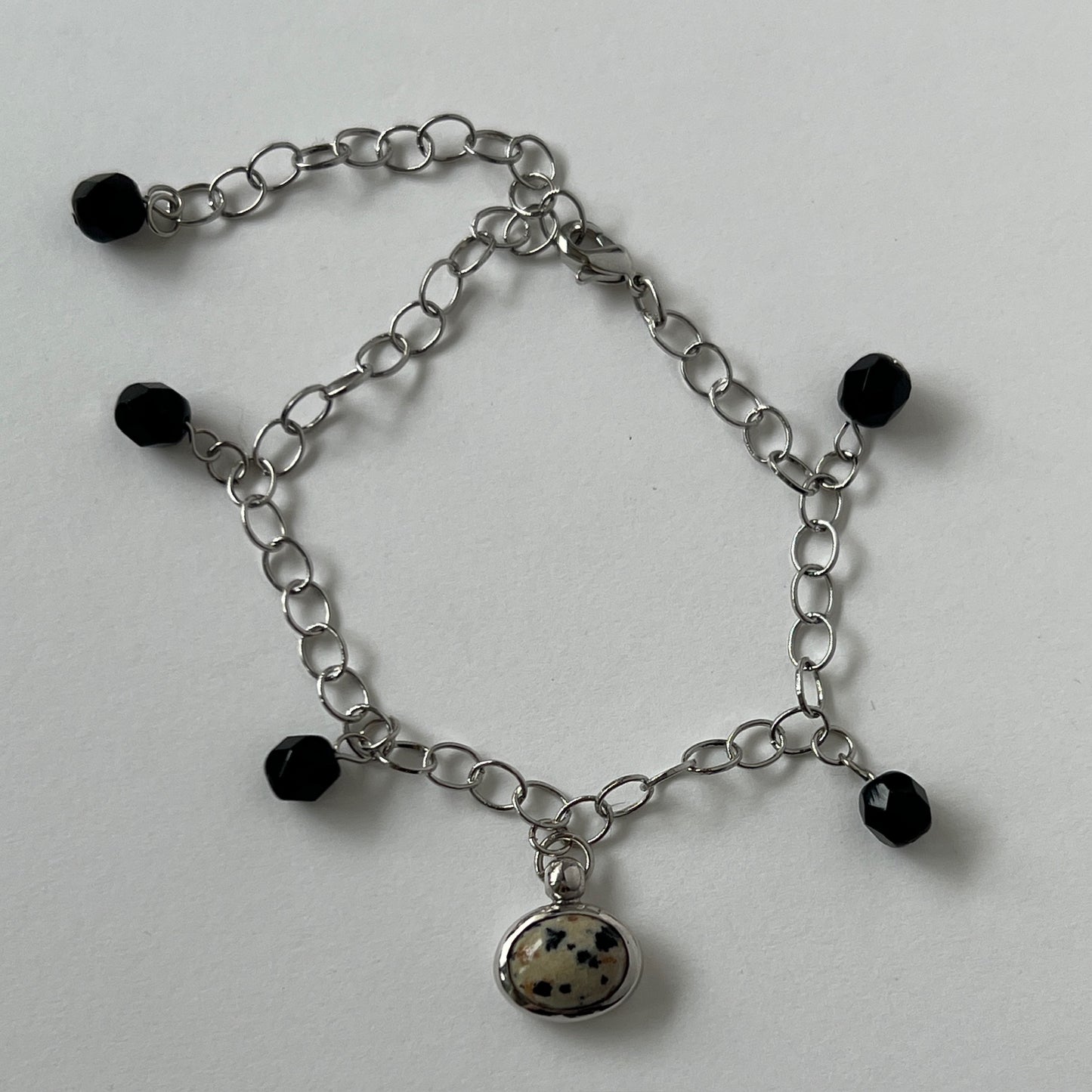 [ dalmatian jasper ] motif charm bracelet silver