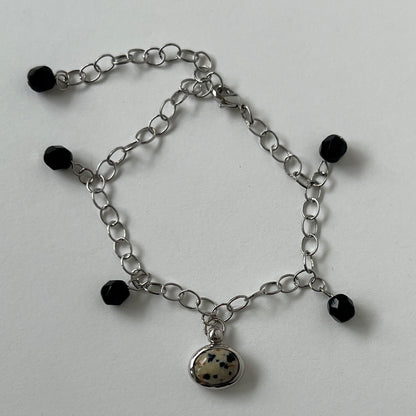 [ dalmatian jasper ] motif charm bracelet silver