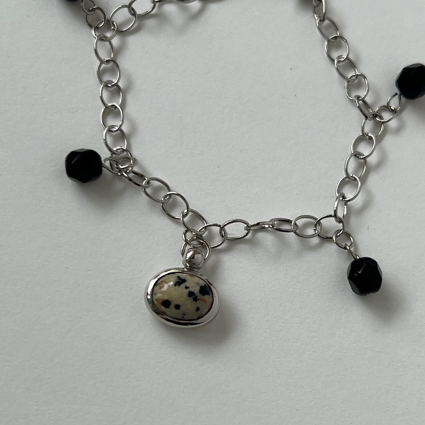 [ dalmatian jasper ] motif charm bracelet silver