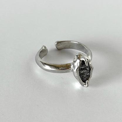 [ tourmalinated quartz ] marquis stone silver