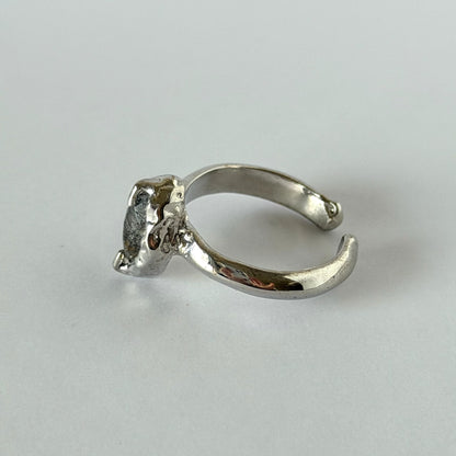 [ tourmalinated quartz ] marquis stone silver