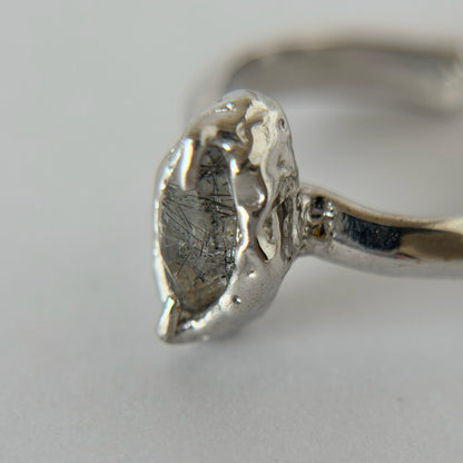 [ tourmalinated quartz ] marquis stone silver