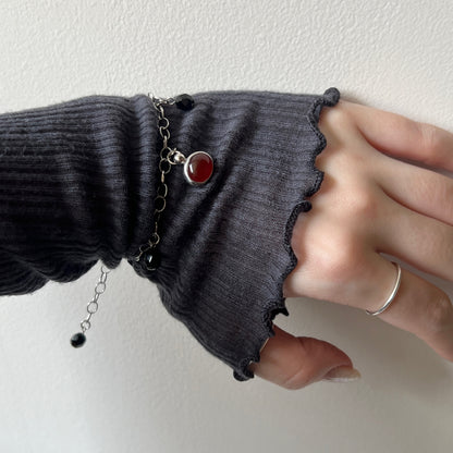 [ red agate ] motif charm bracelet silver