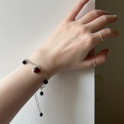 [ red agate ] motif charm bracelet silver