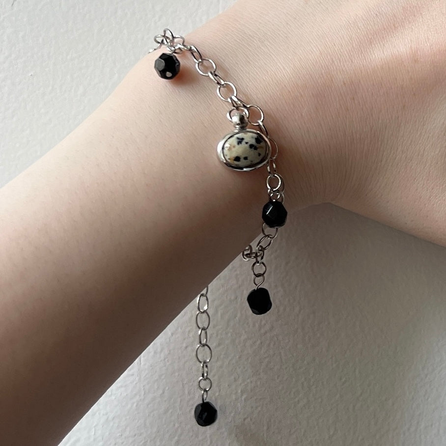 [ dalmatian jasper ] motif charm bracelet silver