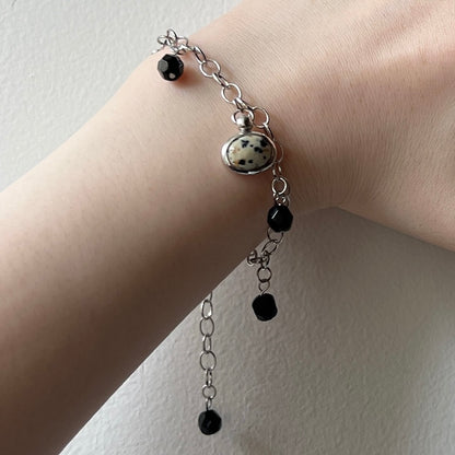 [ dalmatian jasper ] motif charm bracelet silver