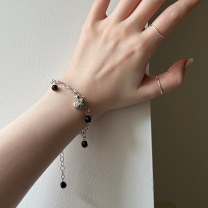 [ dalmatian jasper ] motif charm bracelet silver