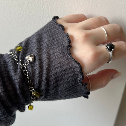 [ andalusite ] heart motif charm bracelet silver