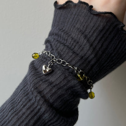 [ andalusite ] heart motif charm bracelet silver