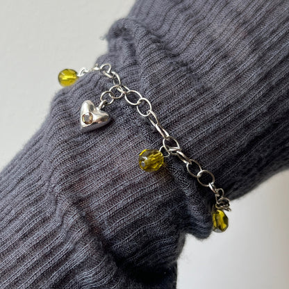 [ andalusite ] heart motif charm bracelet silver