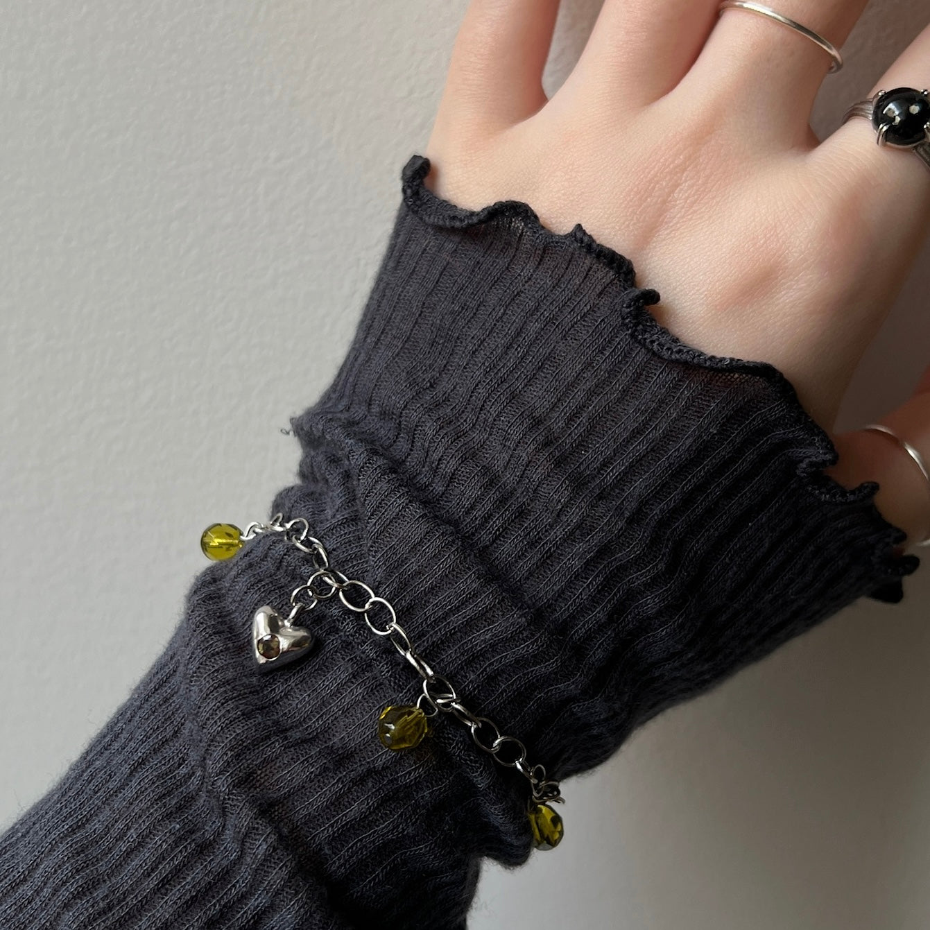 [ andalusite ] heart motif charm bracelet silver
