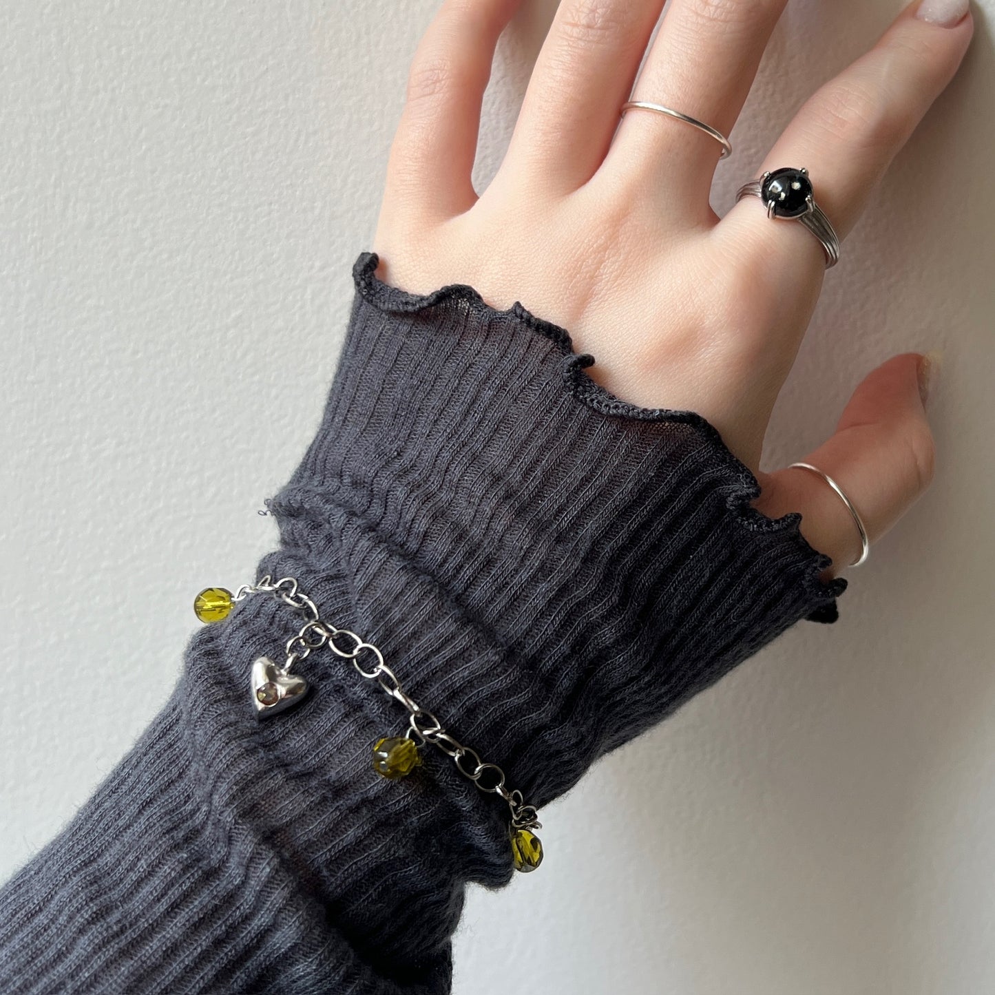 [ andalusite ] heart motif charm bracelet silver