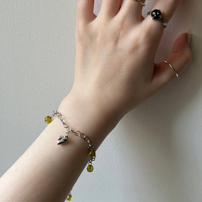 [ andalusite ] heart motif charm bracelet silver