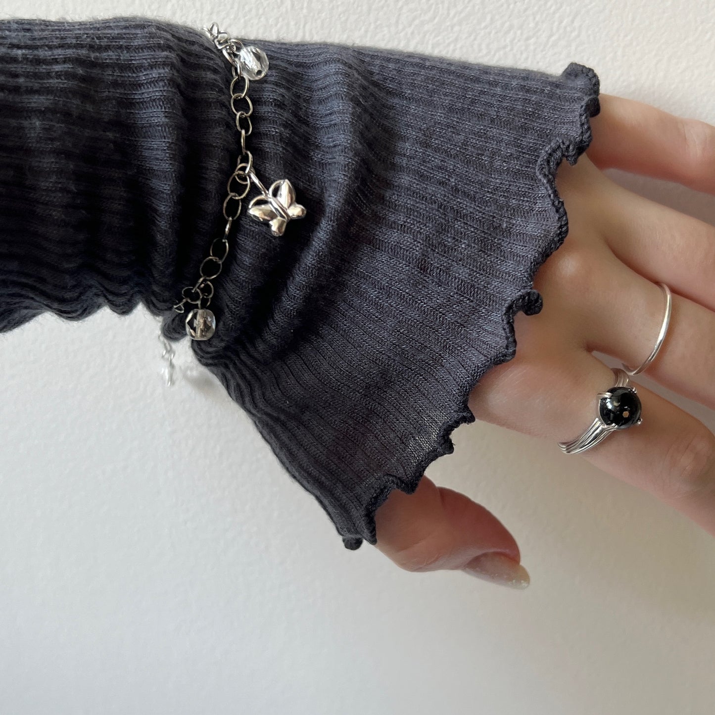 [ butterfly ] motif charm bracelet silver