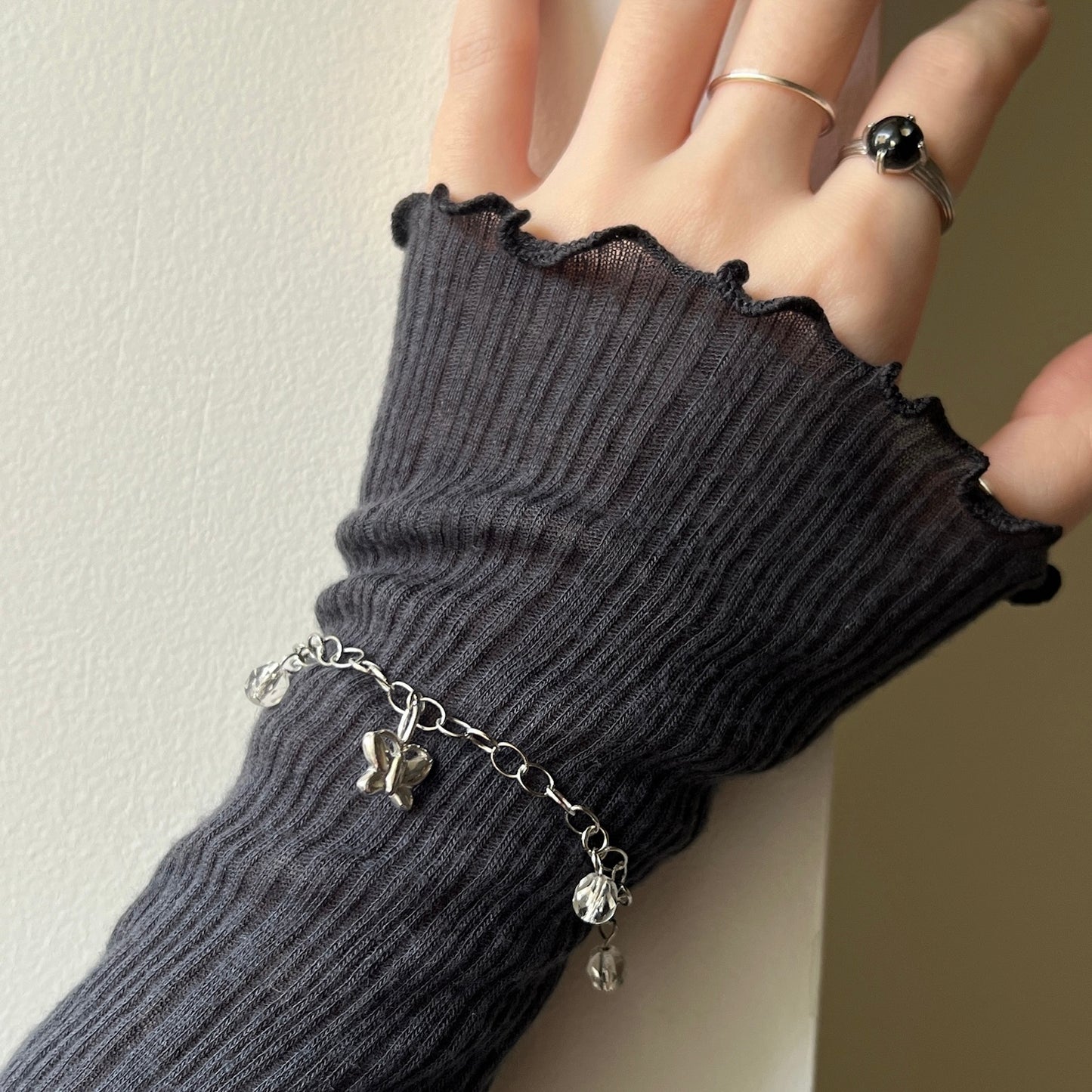 [ butterfly ] motif charm bracelet silver